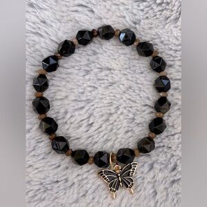 Golden Obsidian Faceted Butterfly Bracelet